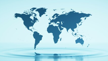 青いグラデーションに浮かぶ世界地図