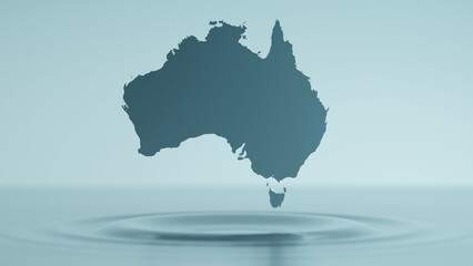 水面に浮かぶオーストラリアの地図