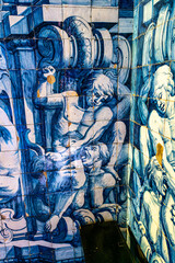 Interior and ceramic azulejos of Remedios chapel, Santuario de Nossa Senhora dos Remedios at Peniche, Portugal.