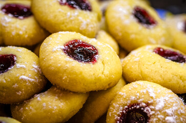 Closeup set of tasty sweet homemade christmas cookies, xmas candy