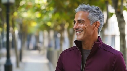 Obraz premium Smiling Mature Man Enjoying Beautiful Day in Park