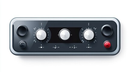 Basic music player bar sticker with controls for next, play, and stop, isolated on white background