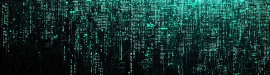 Fototapeta premium Abstract digital background with green and black color scheme.