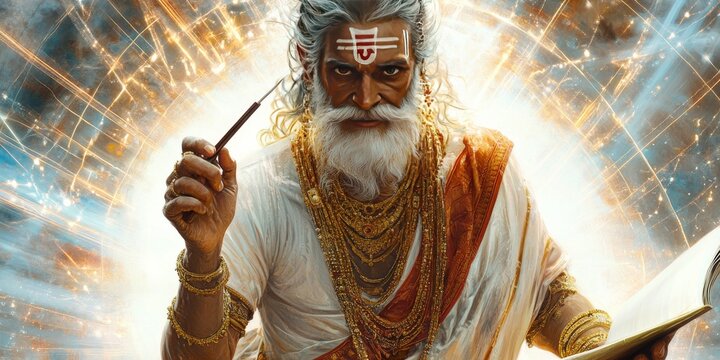 Minimalist background vector for Maharishi Valmiki Jayanti: A spiritual celebration honoring the Hindu saint, philosopher, and author of the Ramayana, with traditional religious elements and editable 