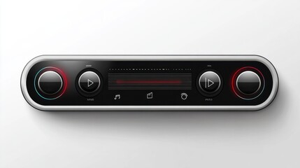 Fototapeta premium Clean music player bar sticker with volume and media buttons, isolated on a white background
