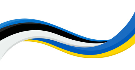 Wavy ribbon banner of Ukraine National flag with Estonia National Flag. Unity and cooperation symbol. Logo for charity social events, NGO, sports team, peace summit. Vector illustration.