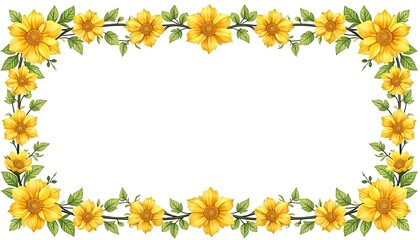 Obraz premium Yellow flower border header banner graphic design with copy space isolated on a white background