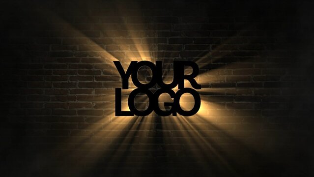 Brick Wall Light Ray Shining Through Glowing Logo Text Reveal