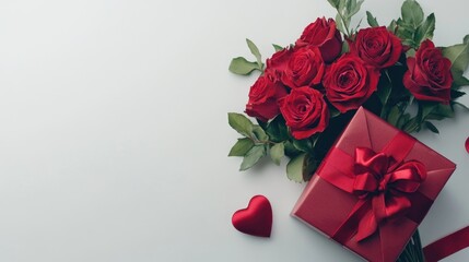 Red Roses and Gift Box