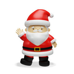 3d render Santa Claus. Vector illustration for Merry Christmas and Happy new year. Traditional three dimensional person in red costume. Winter plastic holiday character for advertising, party, event