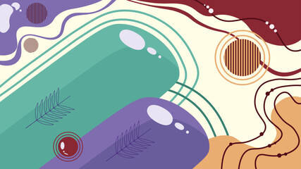 abstract background with flat design with silhouettes of plants 