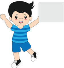 little kid holding a blank sign