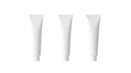 Three tubes of white toothpaste.on a transparent background. PNG format
