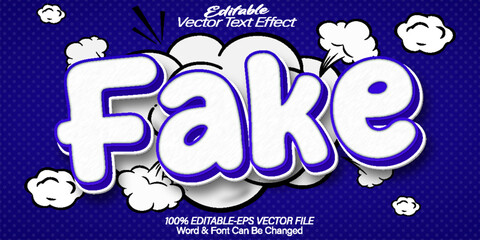 Fake Vector Text Effect Editable Alphabet Blue Social Media