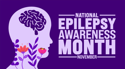 Epilepsy Awareness Month background or banner design template is observed every year in November. Holiday concept. Template for card, poster, placard, template. 