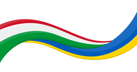 Wavy ribbon banner of Ukraine National flag with Italia National Flag. Unity and cooperation symbol. Logo for charity social events, NGO, sports team, peace summit. Vector illustration.