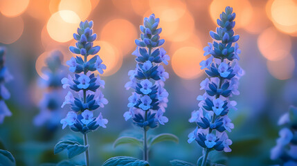 Fototapeta premium A macro shot of purple catmint flowers a blurred soft color background