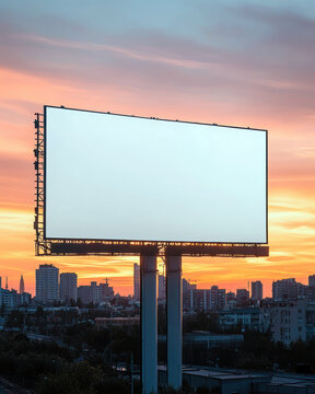 Large blank white advertising billboard mockup on top of the building in 4:5 aspect ratio best for social media post
