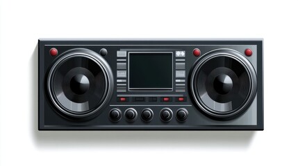 Obraz premium Music player sticker with essential playback controls, isolated on white background