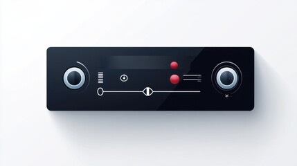 Simple flat music player bar sticker featuring volume control and playback options, isolated on white