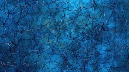 Naklejka premium A detailed view of tangled tree branches on a bright blue background, ideal for use in graphic design or as a texture