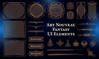 Set of Art Nouveau Fantasy Elements for user interface, poster, video. Fantasy magic HUD. Template for rpg game interface. Vector Illustration EPS10 © Oniks Astarit