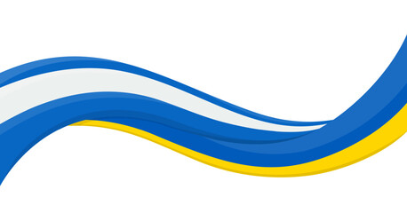 Wavy ribbon banner of Ukraine National flag with Argentina National Flag. Unity and cooperation symbol. Logo for charity social events, NGO, sports team, peace summit. Vector illustration.