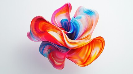 Fototapeta premium A vibrant poster mockup displaying abstract art, perfectly centered on a pristine white background, suitable for graphic design presentations.
