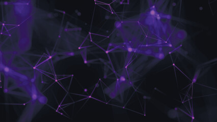 Abstract digital connection moving dots and lines. Technology background. Network connection structure. Colored polygonal space. Plexus effect. Vector illustration.