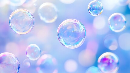 Iridescent Bubbles Floating in the Air