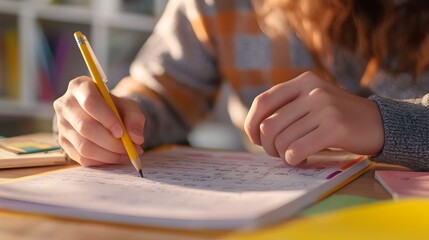 Student Adjusting Their Study Schedule with Planner and Pencil Representing Time Management and