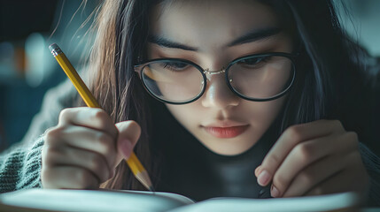 Student Adjusting Study Schedule with Planner and Pencil for Time Management and Flexibility