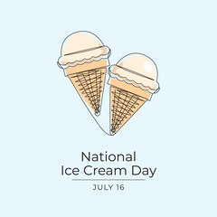 National Ice Cream Day vector design template good for celebration usage. National Ice Cream Day design. continuous line drawing. eps 10.