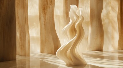 Ethereal Wooden Sculpture in Soft Lighting