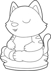 Cat Yoga Fitness Meditation Animal Vector Graphic Art Illustration