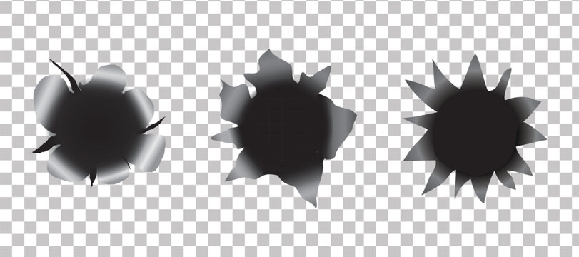 Realistic gunshot crack holes on a metal surface, perfect for digital and print designs.