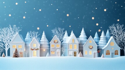 Fototapeta premium A miniature Christmas village adorned with tiny houses