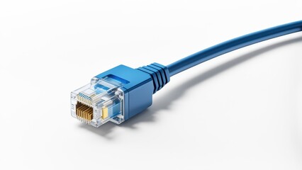 A blue ethernet cable connector designed for network connections.