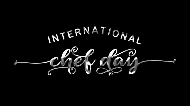 International Chef Day Text Animation on Silver Color. Great for International Chef Day Celebrations, for banner, social media feed wallpaper stories.