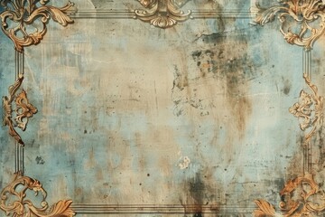 Fototapeta premium A decorative frame placed on a worn, textured surface