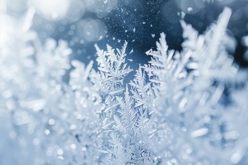 Close-up shot of a snowy plant, highlighting its details
