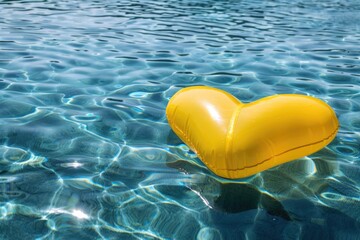 Inflatable heart-shaped float in a pool, perfect for summer fun or romantic gestures