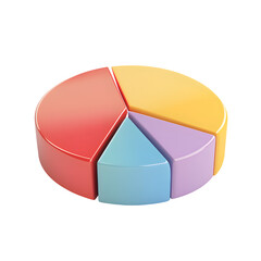 3D pie chart isolated on white background