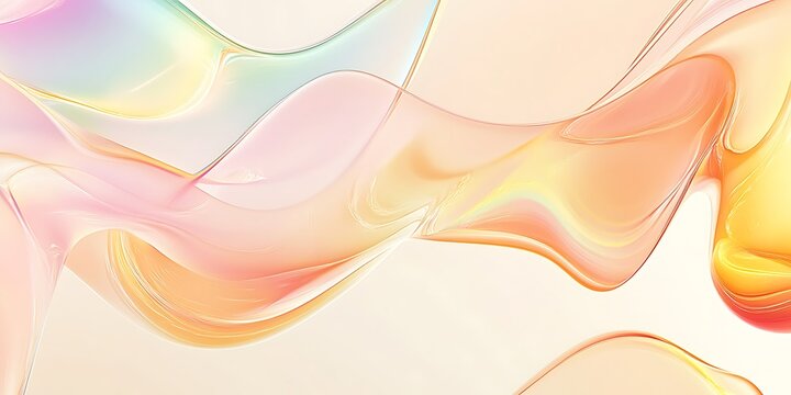 Abstract fluid background with colored liquid glass. 3d rendering flowing liquid glass shape.