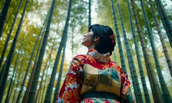 woman in kimono in kyoto, japan
