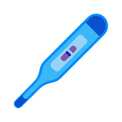 Digital thermometer icon in blue vector, health monitoring and temperature check representation.