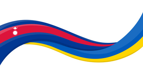 Fototapeta premium Wavy ribbon banner of Ukraine National flag with Nepal National Flag. Unity and cooperation symbol. Logo for charity social events, NGO, sports team, peace summit. Vector illustration.