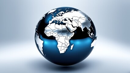 Fototapeta premium A 3D globe representation highlighting continents and oceans with a sleek design.