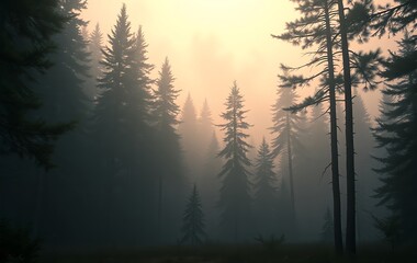 misty morning in the forest