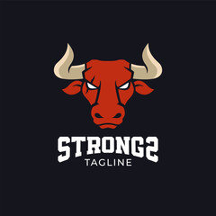 Mascot buffalo cow ox bull head logo design template